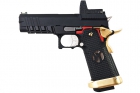 AW Custom \'Competitor\' Hi Capa Gas Blowback Pistol - Black w/ Red & Gold Trim