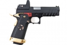AW Custom \'Competitor\' Hi Capa Gas Blowback Pistol - Black w/ Red & Gold Trim