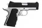 AW Custom NE10 Series 1911 Officer Size Gas Blowback Pistol - Black Slide / Silver Frame 