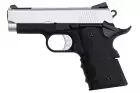 AW Custom NE10 Series 1911 Officer Size Gas Blowback Pistol - Silver Slide / Black Frame