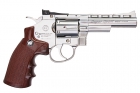 Gun Heaven (WinGun) 701 4 inch 6mm Co2 Revolver (Brown Grip) - Silver