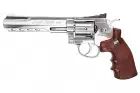 Gun Heaven (WinGun) 702 6 inch 6mm Co2 Revolver (Brown Grip) - Silver 