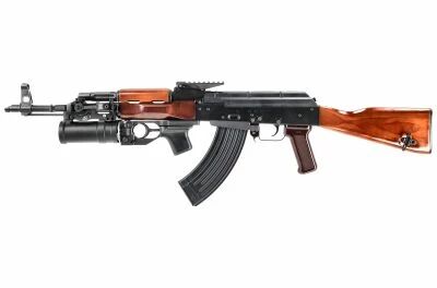 Rplique AKM GBBR Real Wood Hard Kick Tokyo Marui Launcher Custom